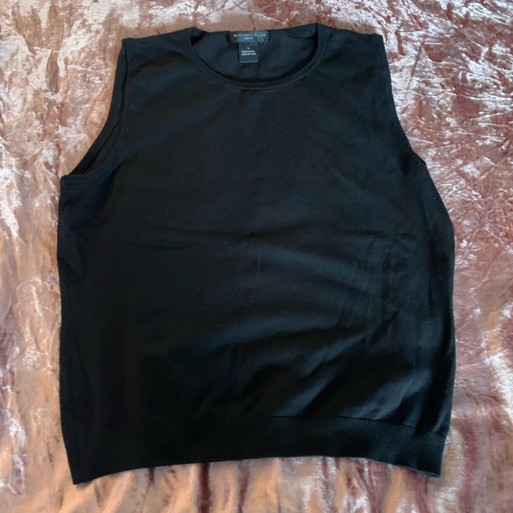 August silk knits black tank top large